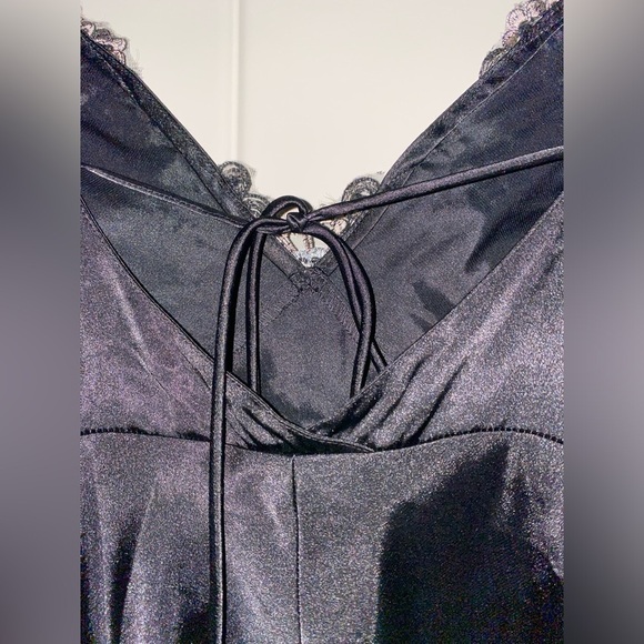 Linea Donatella Babydoll Satin Floral Slip Gown Fairy Goth Witchy Women M Y2K - Picture 7 of 8